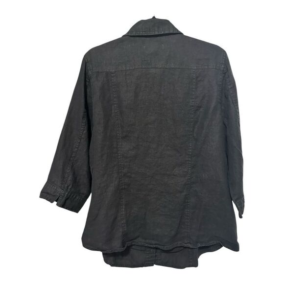 Lucy & Lauren Black linen snap Up Shirt - Picture 4 of 8